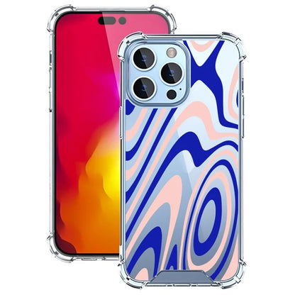 For iPhone 15 Pro Max Case Colorful Wave Pattern Printing Soft TPU+PC Phone Cover