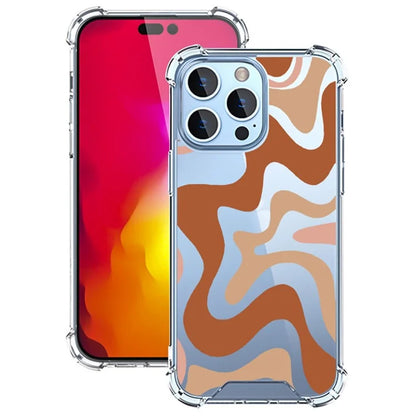 For iPhone 15 Pro Max Case Colorful Wave Pattern Printing Soft TPU+PC Phone Cover