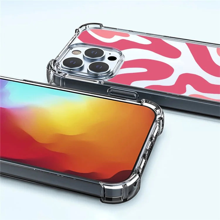 For iPhone 15 Pro Max Case Colorful Wave Pattern Printing Soft TPU+PC Phone Cover