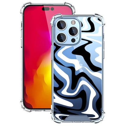 For iPhone 15 Pro Max Case Colorful Wave Pattern Printing Soft TPU+PC Phone Cover