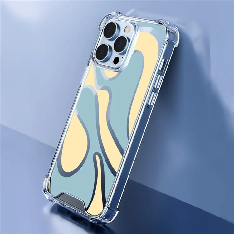 For iPhone 15 Pro Max Case Colorful Wave Pattern Printing Soft TPU+PC Phone Cover