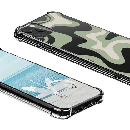 For iPhone 15 Pro Max Case Colorful Wave Pattern Printing Soft TPU+PC Phone Cover
