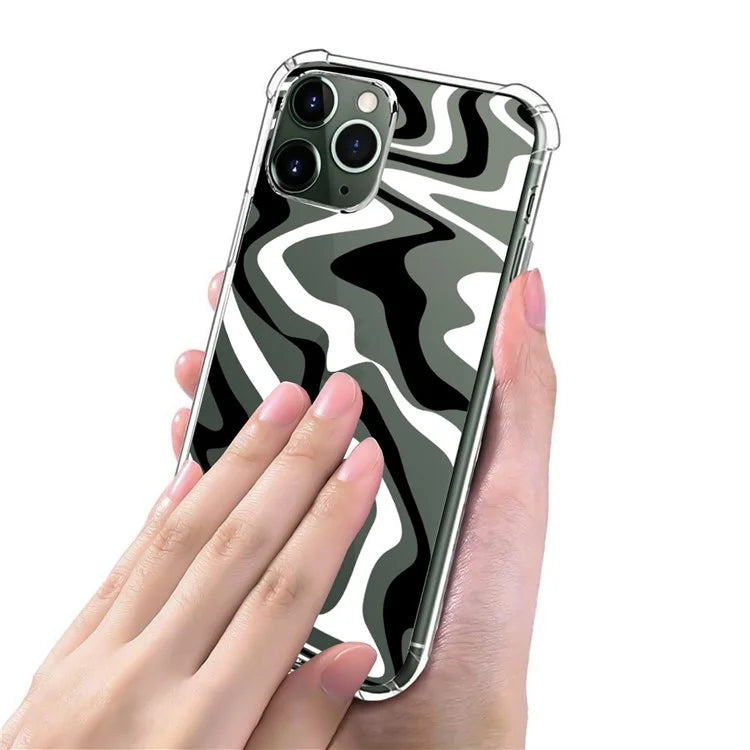 For iPhone 15 Pro Case Colorful Wave Pattern Printing Soft TPU+PC Phone Cover