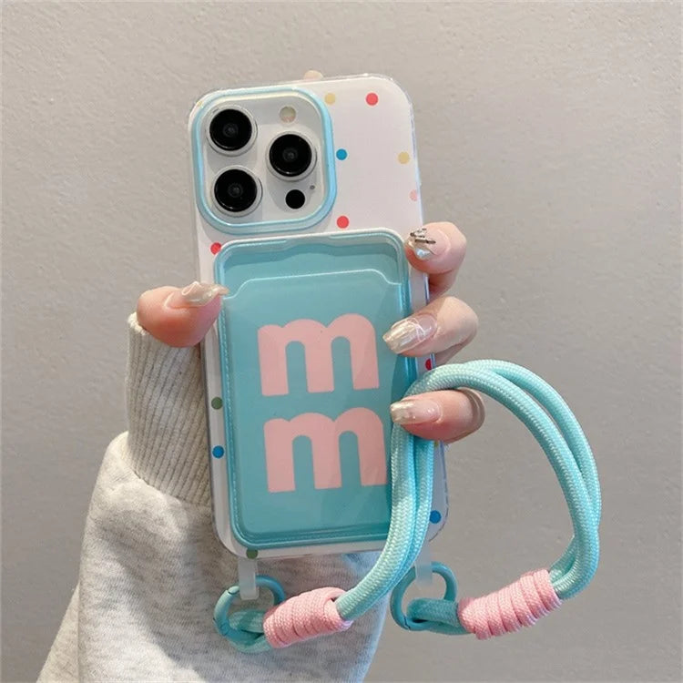 For iPhone 16 Pro Case Creative Wrist Strap Card Slot TPU Phone Cover