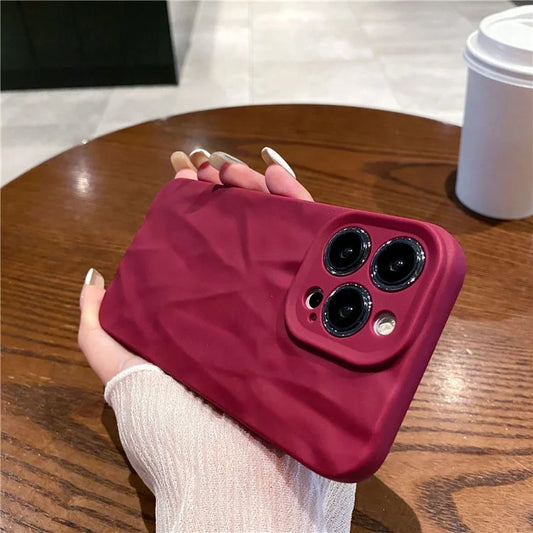 For iPhone 16 Pro Case Wrinkle Texture Matte Soft TPU Protective Phone Cover