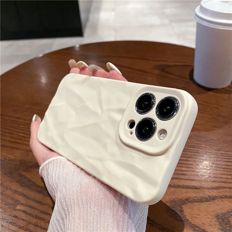 For iPhone 16 Pro Case Wrinkle Texture Matte Soft TPU Protective Phone Cover