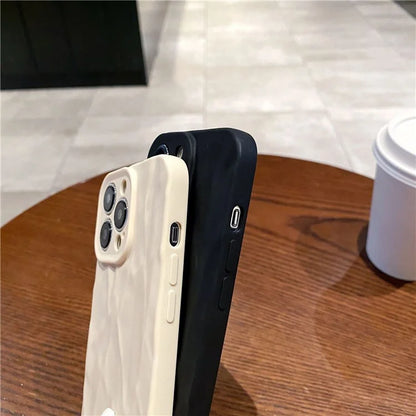 For iPhone 16 Pro Case Wrinkle Texture Matte Soft TPU Protective Phone Cover
