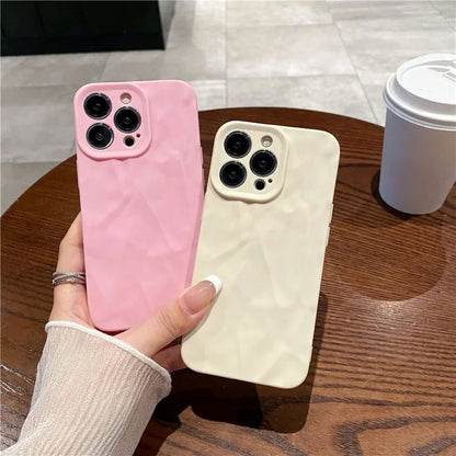 For iPhone 16 Pro Case Wrinkle Texture Matte Soft TPU Protective Phone Cover