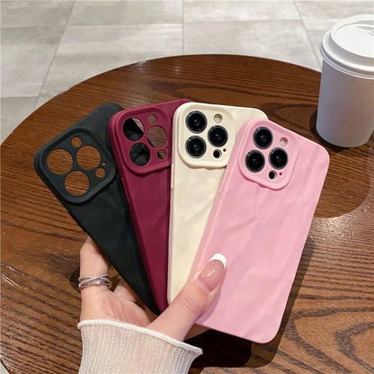 For iPhone 16 Pro Case Wrinkle Texture Matte Soft TPU Protective Phone Cover