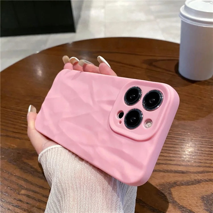 For iPhone 16 Pro Case Wrinkle Texture Matte Soft TPU Protective Phone Cover