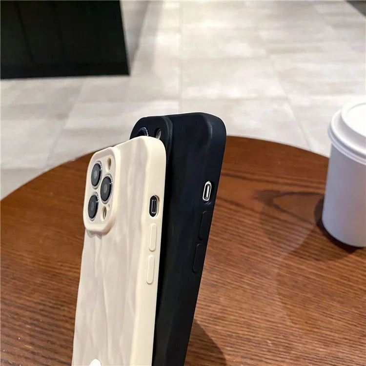For iPhone 16 Pro Case Wrinkle Texture Matte Soft TPU Protective Phone Cover