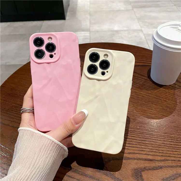 For iPhone 16 Pro Case Wrinkle Texture Matte Soft TPU Protective Phone Cover