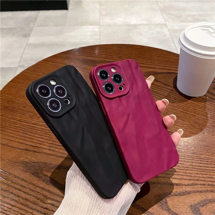 For iPhone 16 Pro Case Wrinkle Texture Matte Soft TPU Protective Phone Cover
