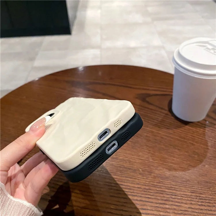 For iPhone 16 Pro Case Wrinkle Texture Matte Soft TPU Protective Phone Cover