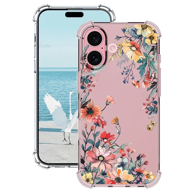 For iPhone 16 Plus Case Pattern Printing Corner Protection Soft TPU Phone Cover