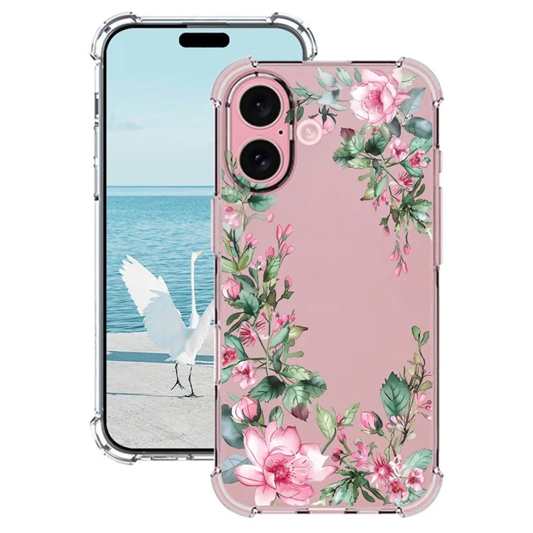 For iPhone 16 Plus Case Pattern Printing Corner Protection Soft TPU Phone Cover