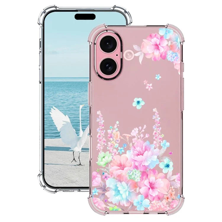 For iPhone 16 Case Pattern Printing Corner Protection Soft TPU Phone Cover