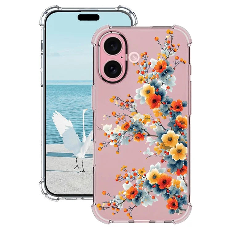 For iPhone 16 Case Pattern Printing Corner Protection Soft TPU Phone Cover