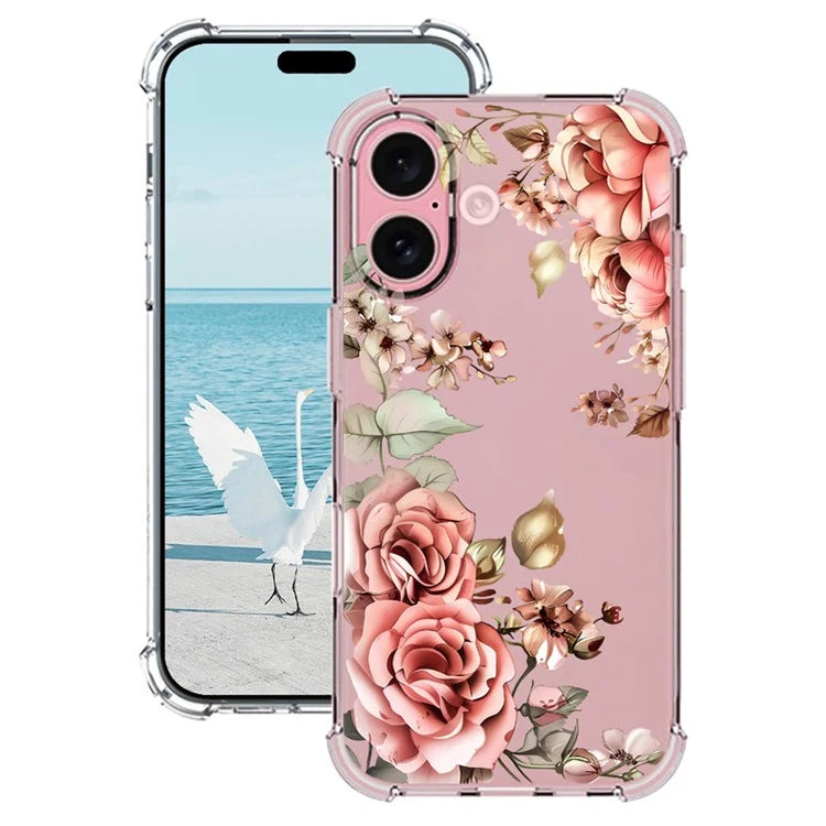 For iPhone 16 Case Pattern Printing Corner Protection Soft TPU Phone Cover