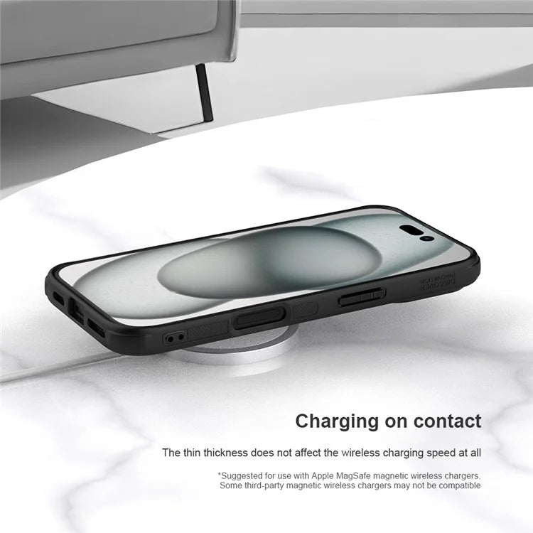NILLKIN Frosted Shield Pro for iPhone 16 Case Compatible with MagSafe PC+TPU Phone Cover, Black