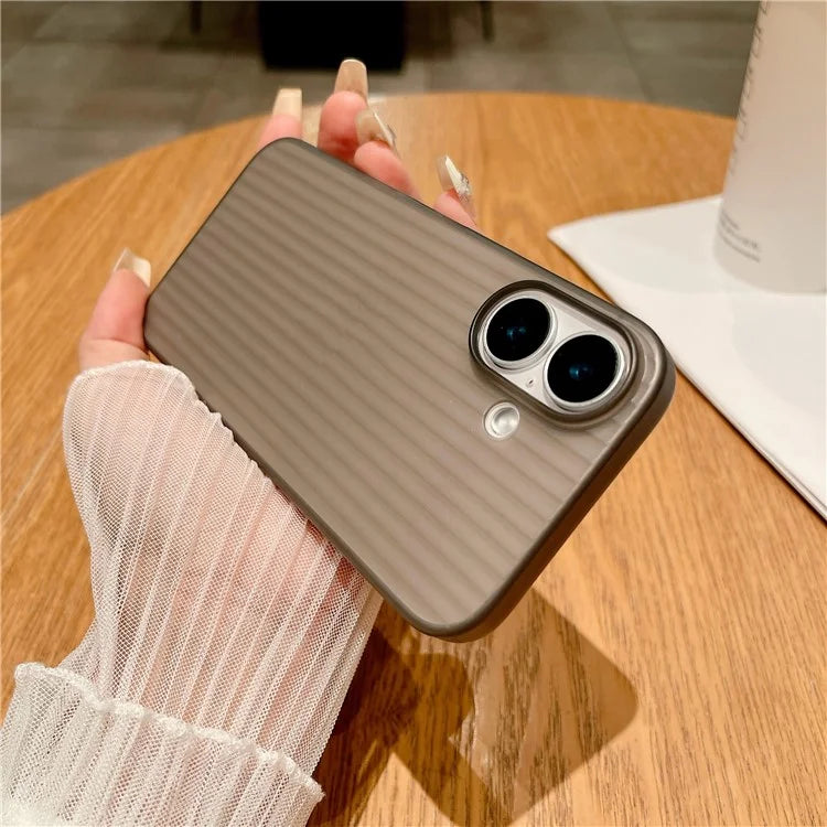 For iPhone 16 Case Corrugated Design Hard PC Phone Cover