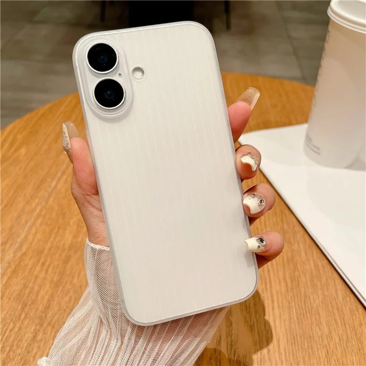 For iPhone 16 Plus Case Corrugated Design Hard PC Phone Cover