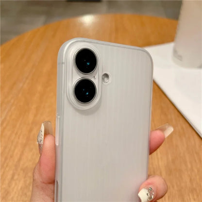 For iPhone 16 Plus Case Corrugated Design Hard PC Phone Cover