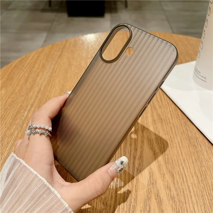 For iPhone 16 Plus Case Corrugated Design Hard PC Phone Cover