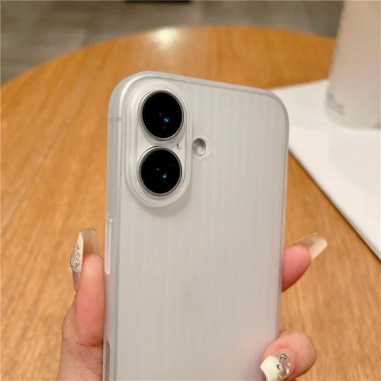 For iPhone 16 Plus Case Corrugated Design Hard PC Phone Cover