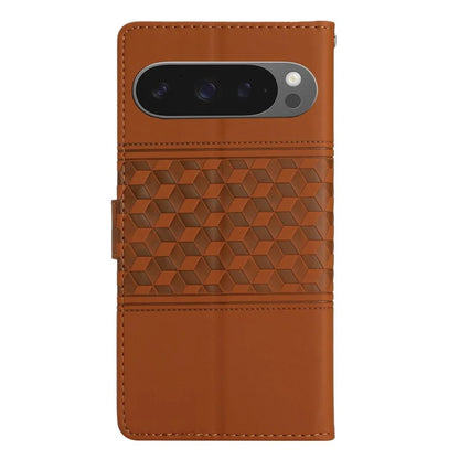 For Google Pixel 9 Pro XL Case Rhombus Leather Horizontal Flip Phone Cover