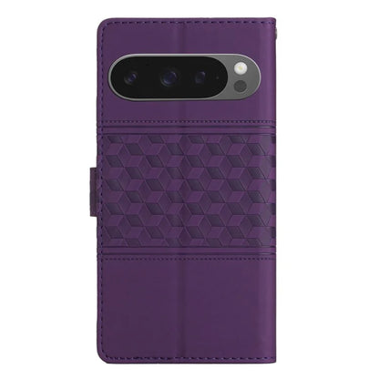 For Google Pixel 9 Pro XL Case Rhombus Leather Horizontal Flip Phone Cover