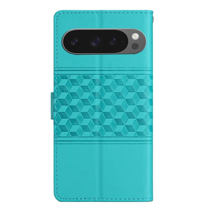 For Google Pixel 9 Pro XL Case Rhombus Leather Horizontal Flip Phone Cover