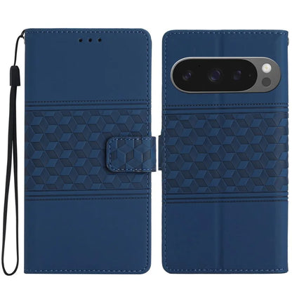 For Google Pixel 9 Pro XL Case Rhombus Leather Horizontal Flip Phone Cover