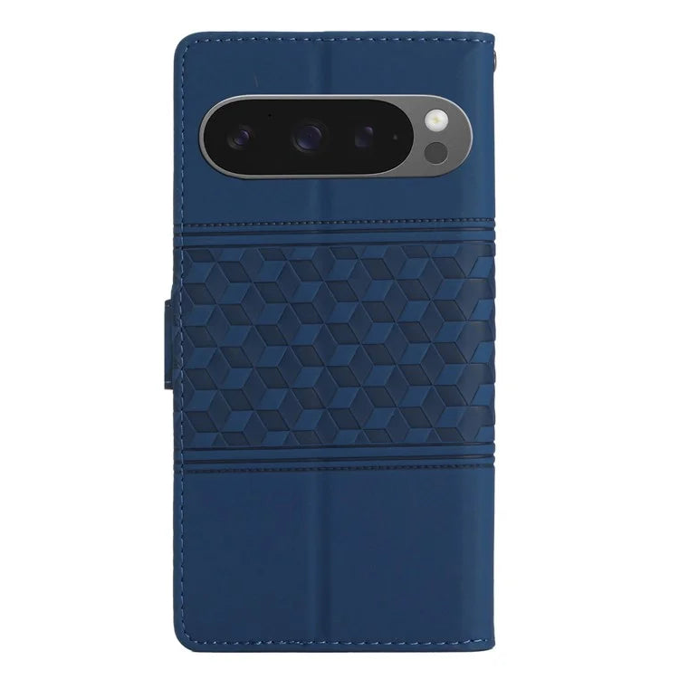 For Google Pixel 9 Pro XL Case Rhombus Leather Horizontal Flip Phone Cover