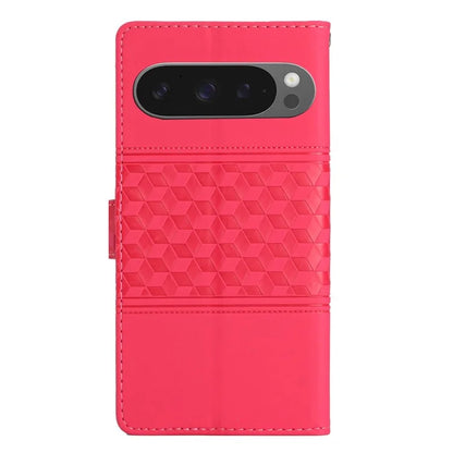 For Google Pixel 9 Pro XL Case Rhombus Leather Horizontal Flip Phone Cover