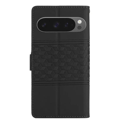 For Google Pixel 9 Pro XL Case Rhombus Leather Horizontal Flip Phone Cover