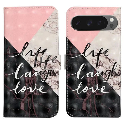 For Google Pixel 9 Pro XL Case 3D Creative Pattern PU Leather Stand Phone Cover