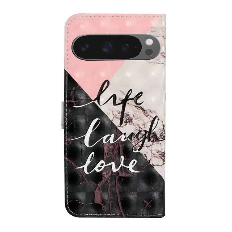 For Google Pixel 9 Pro XL Case 3D Creative Pattern PU Leather Stand Phone Cover