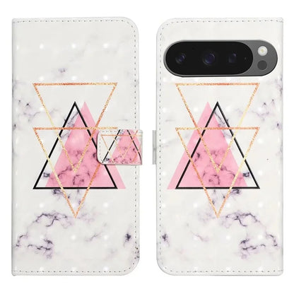 For Google Pixel 9 Pro XL Case 3D Creative Pattern PU Leather Stand Phone Cover