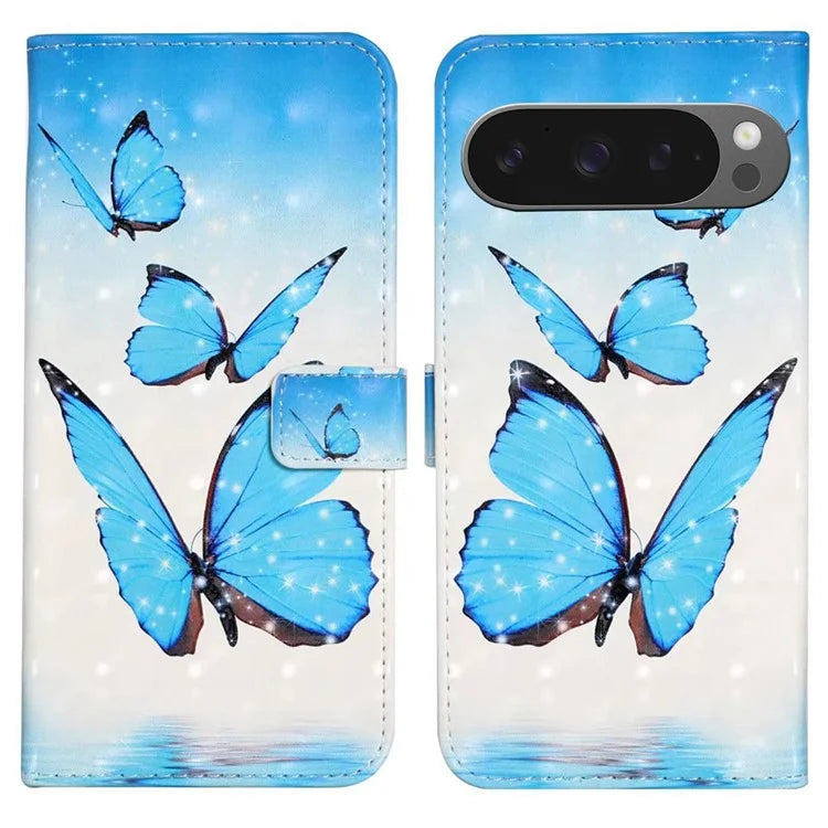 For Google Pixel 9 Pro XL Case 3D Creative Pattern PU Leather Stand Phone Cover