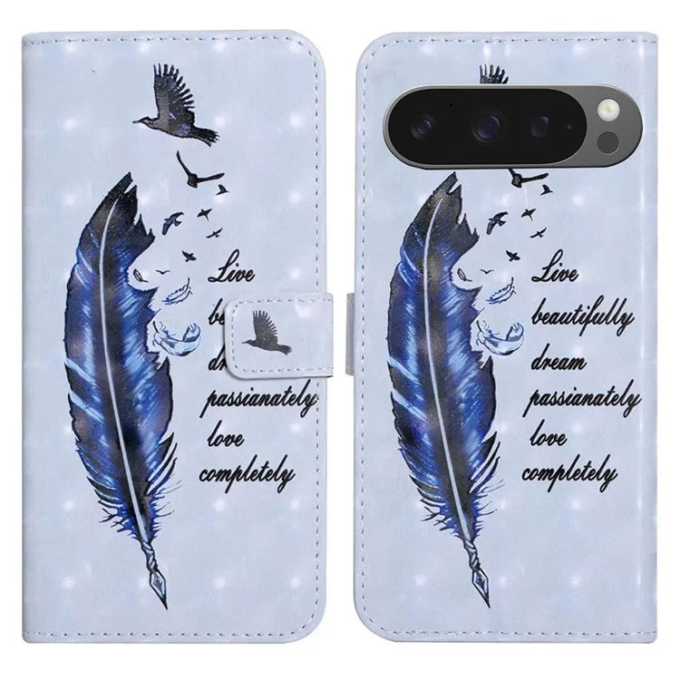 For Google Pixel 9 Pro XL Case 3D Creative Pattern PU Leather Stand Phone Cover