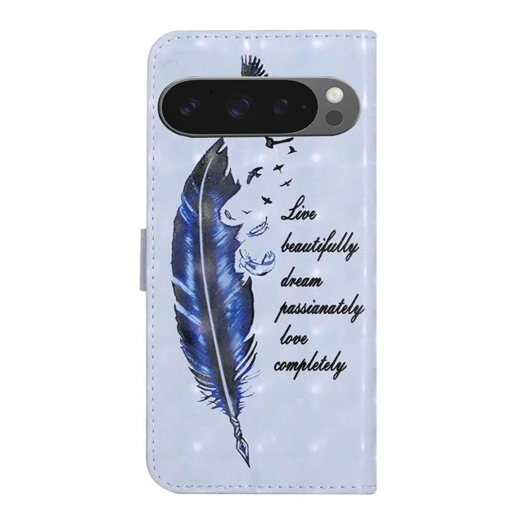 For Google Pixel 9 Pro XL Case 3D Creative Pattern PU Leather Stand Phone Cover