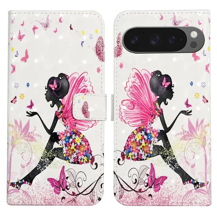 For Google Pixel 9 Pro XL Case 3D Creative Pattern PU Leather Stand Phone Cover