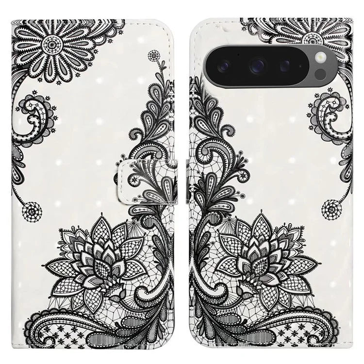 For Google Pixel 9 Pro XL Case 3D Creative Pattern PU Leather Stand Phone Cover