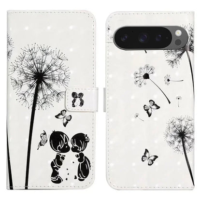 For Google Pixel 9 Pro XL Case 3D Creative Pattern PU Leather Stand Phone Cover