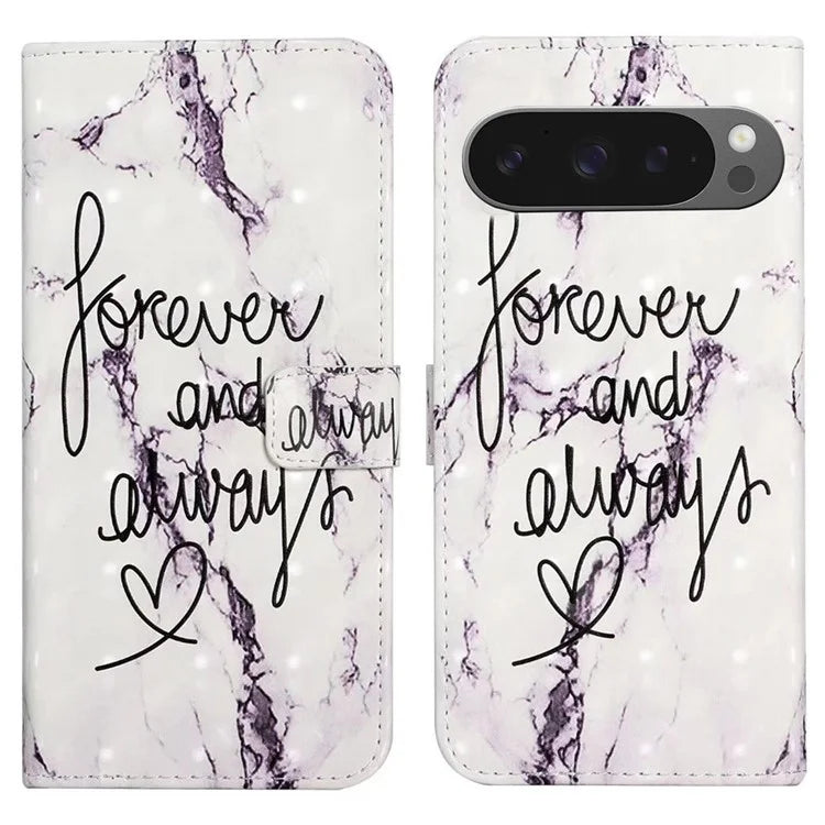For Google Pixel 9 Pro XL Case 3D Creative Pattern PU Leather Stand Phone Cover
