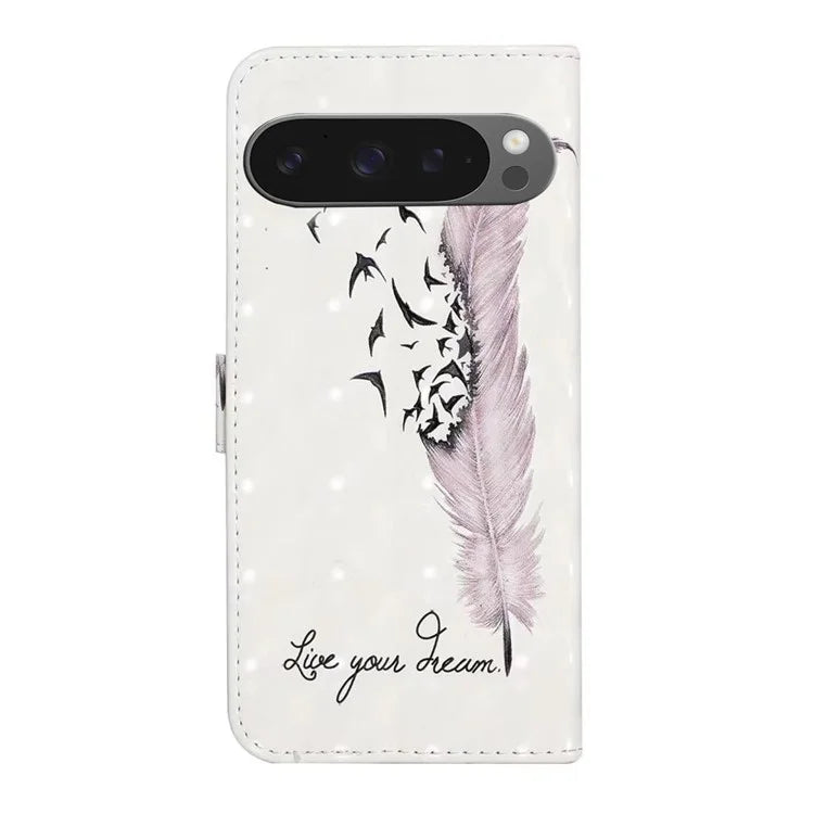 For Google Pixel 9 Pro XL Case 3D Creative Pattern PU Leather Stand Phone Cover