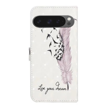 For Google Pixel 9 Pro XL Case 3D Creative Pattern PU Leather Stand Phone Cover