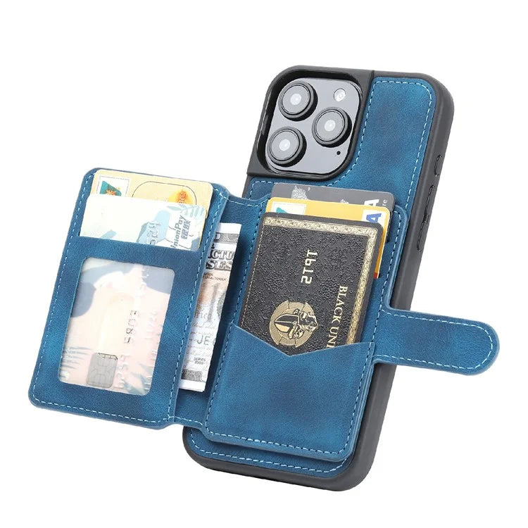 For iPhone 16 Pro Max Case Wallet Card Slot TPU+PU Leather Back Phone Cover