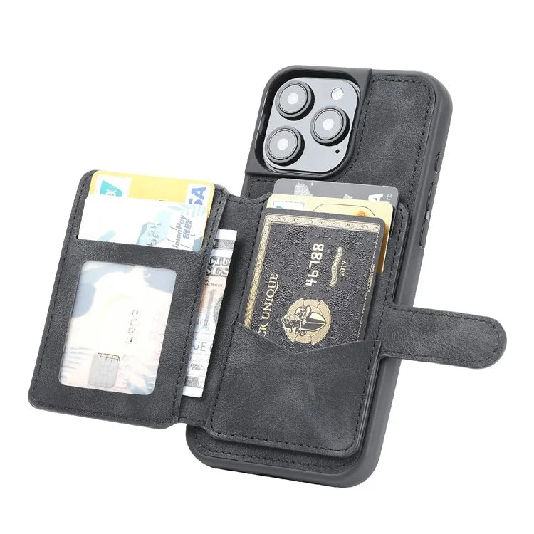 For iPhone 16 Pro Max Case Wallet Card Slot TPU+PU Leather Back Phone Cover
